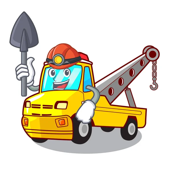 Miner Transportation Truck Towing Cartoon Carvector Illustration — Stock Vector