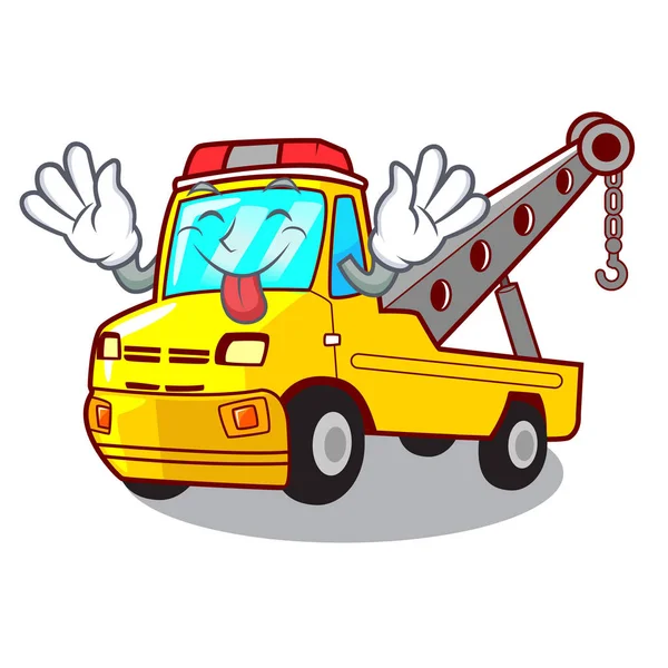 Tongue Out Tow Truck Vehicle Branding Character Vector Illustration — Stock Vector