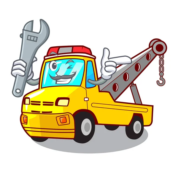 Mechanic Tow Truck Vehicle Branding Character Vector Illustration — Stock Vector