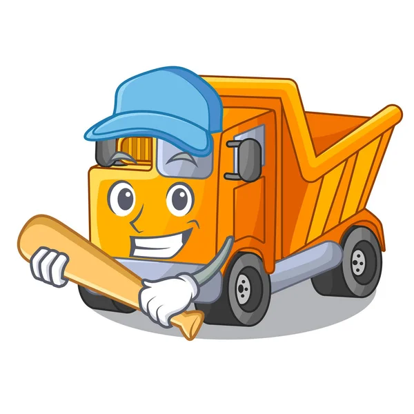 Spielen Baseball Cartoon Truck Auf Dem Tisch Lernen Vektor Illustration — Stockvektor