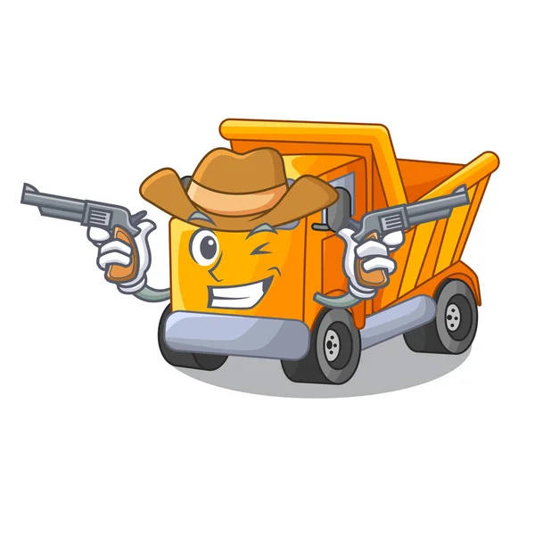 Cowboy Cartoon Truck Auf Dem Tisch Lernt Vektorillustration — Stockvektor