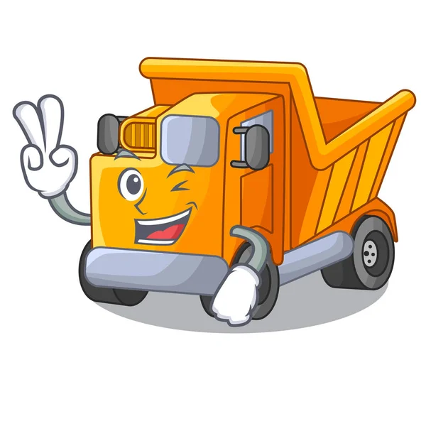 Två Finger Cartoon Truck Transport Vägen Vektorillustration — Stock vektor