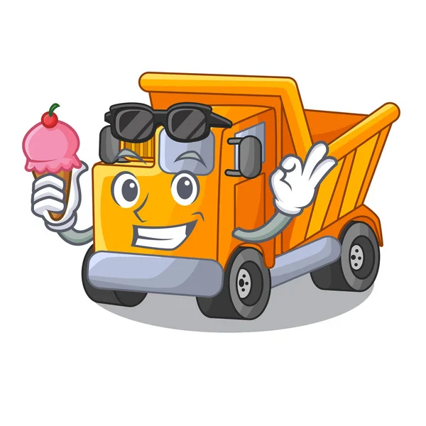 Con Helado Transporte Camiones Dibujos Animados Ilustración Vectores Carreteras — Vector de stock