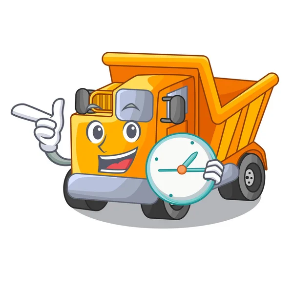Годинником Мультфільм Вантажівка Транспорт Дорозі Векторні Ілюстрації — стоковий вектор