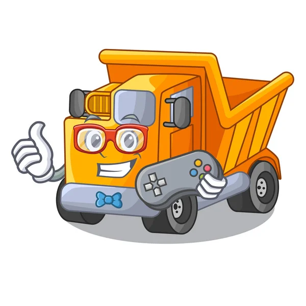 Camion Gamer Sur Route Avec Illustration Vectorielle Mascotte — Image vectorielle