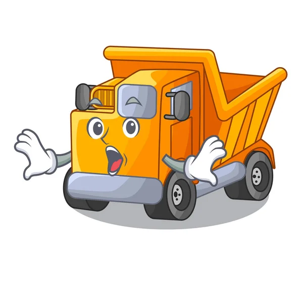 Camion Surprise Sur Route Avec Illustration Vectorielle Mascotte — Image vectorielle