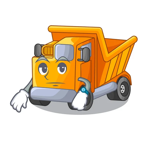 Waiting Character Truck Dump Trash Construction Vector Illustration — Stock Vector