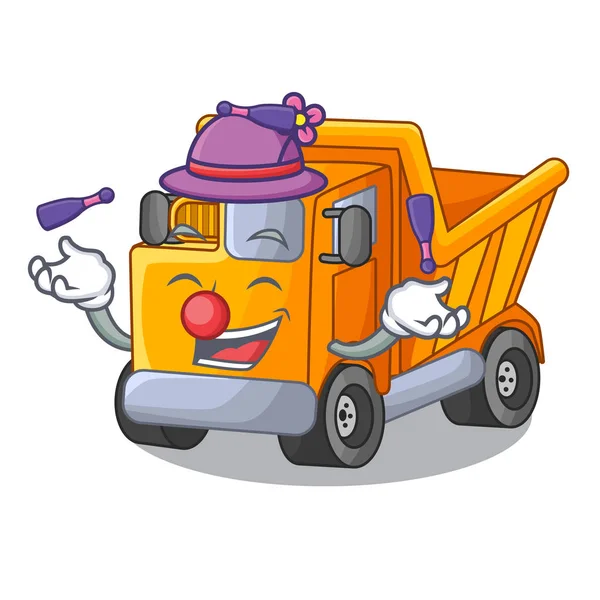 Juggling Χαρακτήρα Φορτηγό Απορρίψεων Σκουπίδια Κατασκευής Διανυσματικά Εικονογράφηση — Διανυσματικό Αρχείο