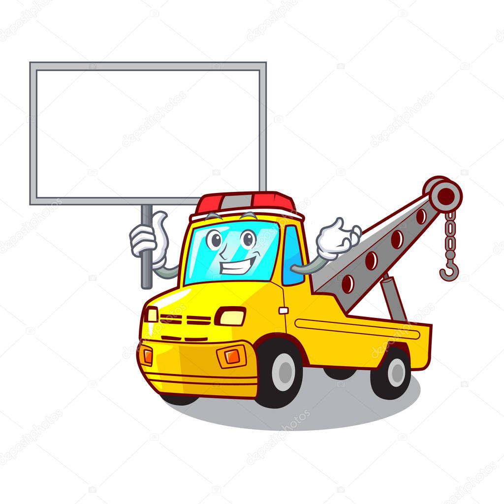 Bring board Cartoon tow truck isolated on rope vector illustration
