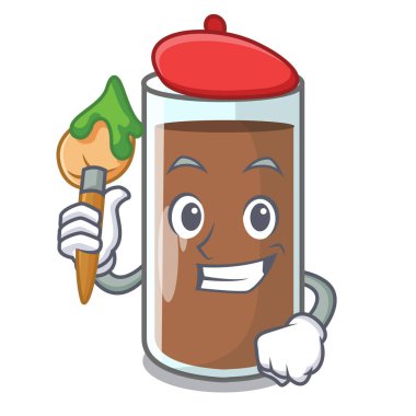 Çikolatalı süt şişesi karikatür vektör çizim üzerinden dökülen sanatçı