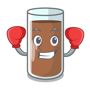 Çikolatalı süt şişesi karikatür vektör çizim üzerinden dökülen boks