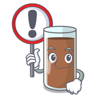 Çikolatalı süt şişesi karikatür vektör çizim üzerinden dökülen işaretiyle