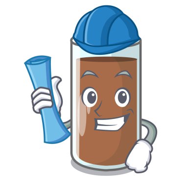 Çikolatalı süt içeren beslenme karakter vektör esnaf mimar