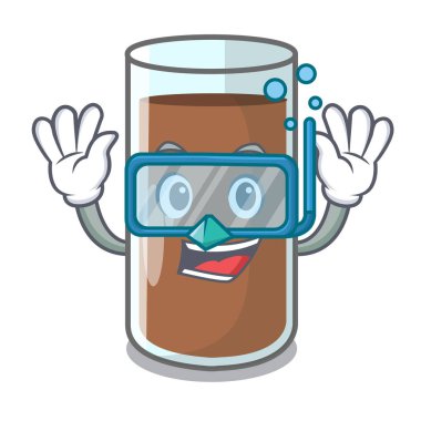 Çikolatalı süt içeren beslenme karakter vektör çizim dalış