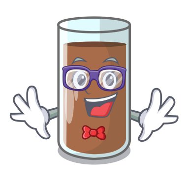 Geek çikolatalı süt içeren beslenme karakter vektör esnaf