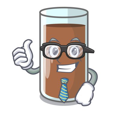 İşadamı çikolata süt içeren beslenme karakter vektör esnaf