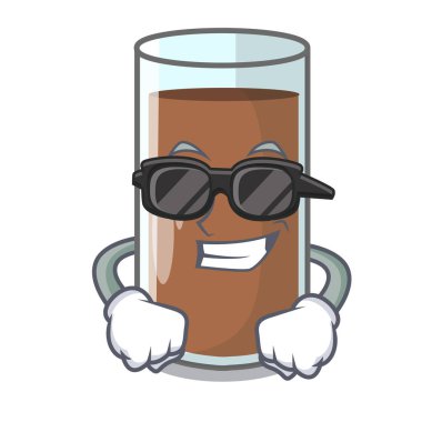 Süper cool çikolatalı süt içeren beslenme karakter vektör esnaf