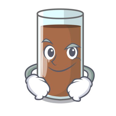 Smirking çikolatalı süt içeren beslenme karakter vektör esnaf