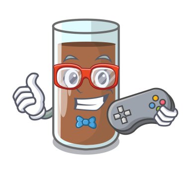 Oyun taze çikolata splash boşaltma maskot vektör çizim üzerinde