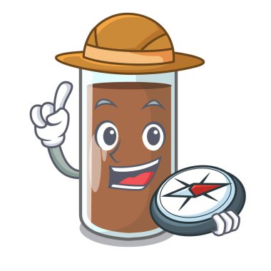 Explorer taze çikolata splash boşaltma maskot vektör çizim üzerinde