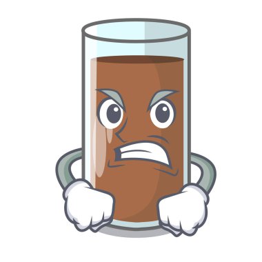 Kızgın taze çikolata splash boşaltma maskot vektör çizim üzerinde