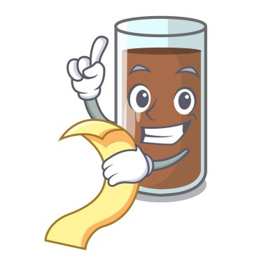 Menü taze çikolata sıçrama ile dökme maskot vektör çizim üzerinde