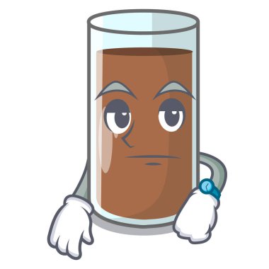 Lezzetli çikolatalı süt karikatür vektör çizim üzerinde bekleyen