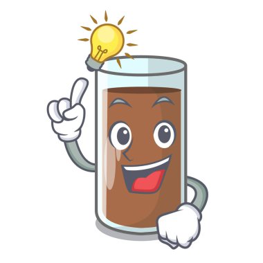 Bir lezzetli çikolatalı süt karikatür vektör çizim üzerinde farkında