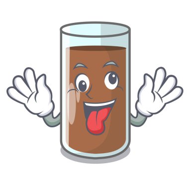 Deli lezzetli çikolatalı süt üzerinde vektör çizim karikatür