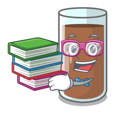 Öğrenci kitap lezzetli çikolatalı süt karikatür vektör çizim ile