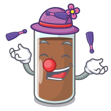 Lezzetli çikolatalı süt karikatür vektör çizim üzerinde hokkabazlık