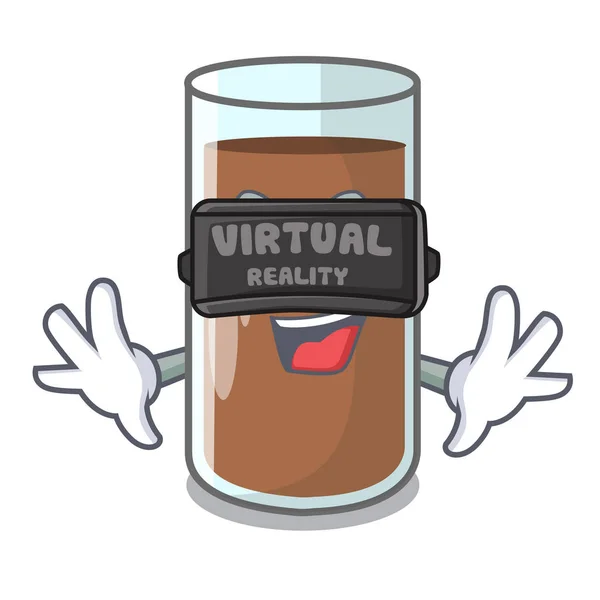 Realidad Virtual Salpicadura Chocolate Fresco Vertido Mascota Vector Ilustración — Archivo Imágenes Vectoriales