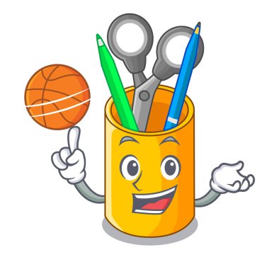 Basketbol Organizatör masaüstü üstten görünüm ile karikatür vektör illustrtion ile