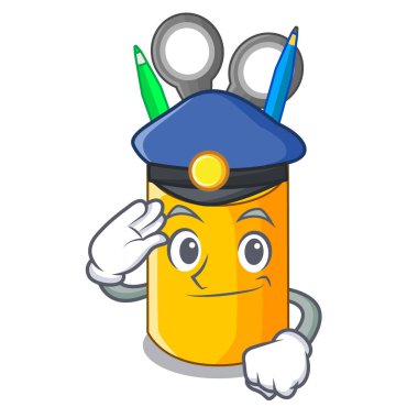 Polis organizatör ile karikatür vektör illustrtion'deki masaüstü üstten görünüm