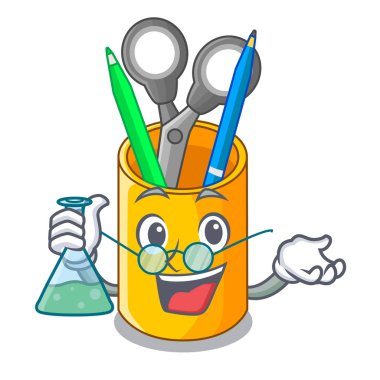 Profesör okul organizatör masaüstü oluşturma karakter vektör çizim üzerinde