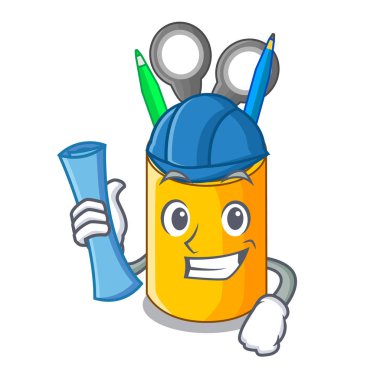 Mimar okul organizatör masaüstü oluşturma karakter vektör çizim üzerinde