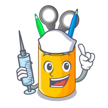 Hemşire Okulu Organizatör masaüstü oluşturma karakter vektör çizim üzerinde