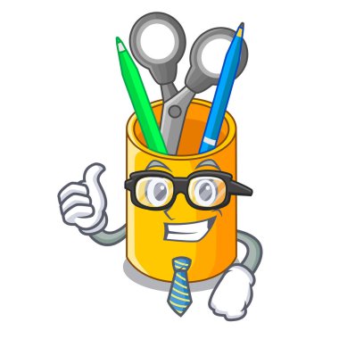 Karakter vektör çizim üzerinde işadamı okul organizatör masaüstü oluşturma