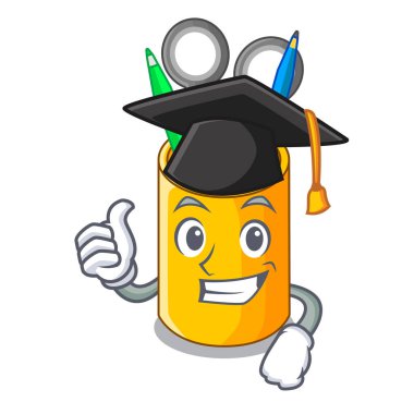 Mezuniyet okul organizatör masaüstü oluşturma karakter vektör çizim üzerinde