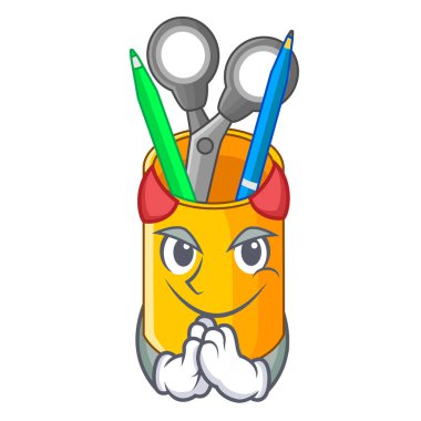 Şeytan okul sırası tertipçi şekil karikatür komik vektör çizim üzerinde