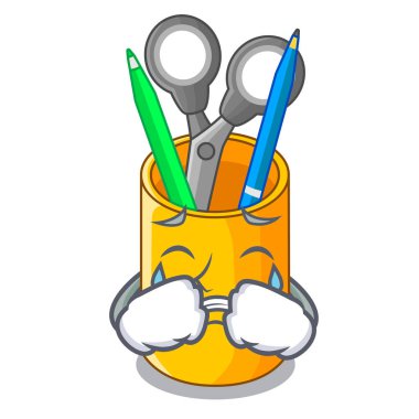 Karikatür komik vektör çizim üzerinde ağlayan okul sırası tertipçi şekil