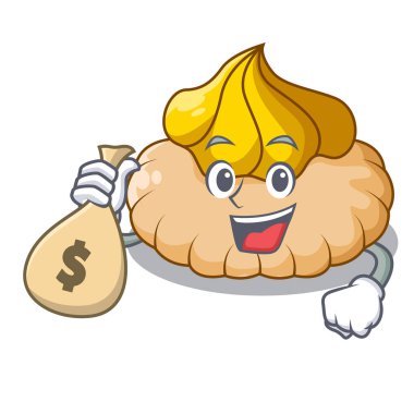 Para çantası vanilyalı dondurma ile karikatür vektör çizim üzerinde bisküvi