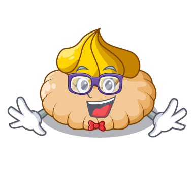 Geek lezzetli bisküvi dondurma karakter vektör çizim ile