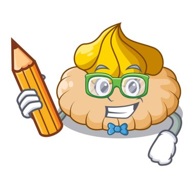 Dondurma karakter vektör çizim ile öğrenci lezzetli bisküvi