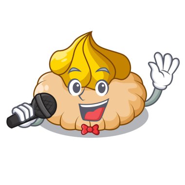 Maskot dondurma vektör çizim ile çikolata bisküvi şarkı