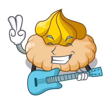 Maskot dondurma vektör çizim ile gitar çikolata bisküvi ile
