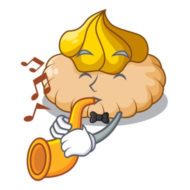 Maskot dondurma vektör çizim ile çikolata bisküvi ile trompet