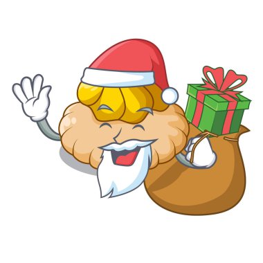 Noel Baba hediye dondurma gofret karikatür vektör çizim üzerinde bisküvi ile