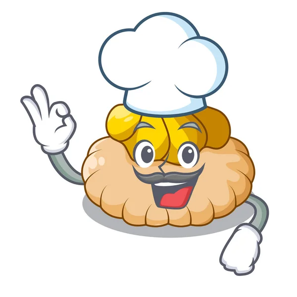 Chef Delicioso Biscoito Com Sorvete Personagem Vetor Ilustração — Vetor de Stock