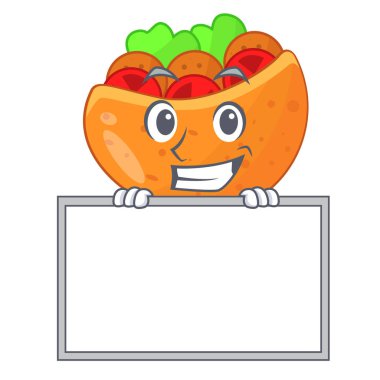 Pide ekmek karikatür vektör çizim kurulu falafel ile sırıtarak